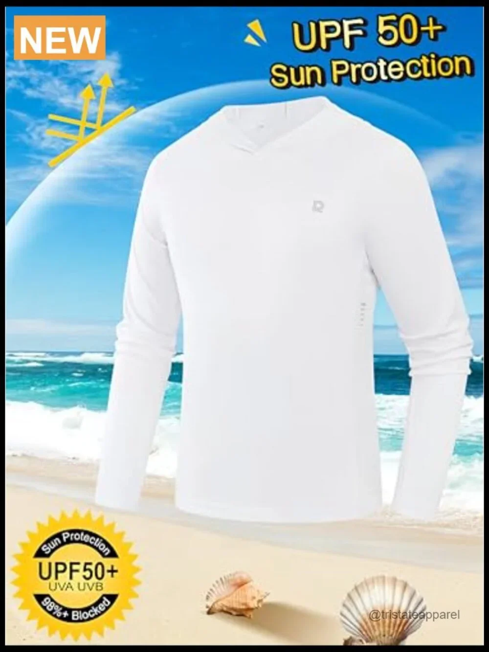 UPF 50+ Sun Hoodie Long Sleeve Rash Guard Fishing Shirt Quick Dry